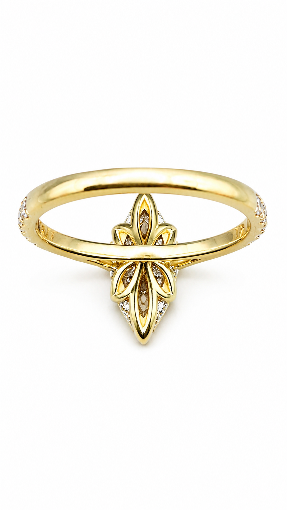 3.09CT Marquise Floral Basket Cathedral Ring with Baguette & Round Brilliant Diamonds