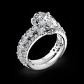 4.00CT Oval Diamond Hidden Halo Ring with Pave Shoulders & Matching Oval Diamond Band