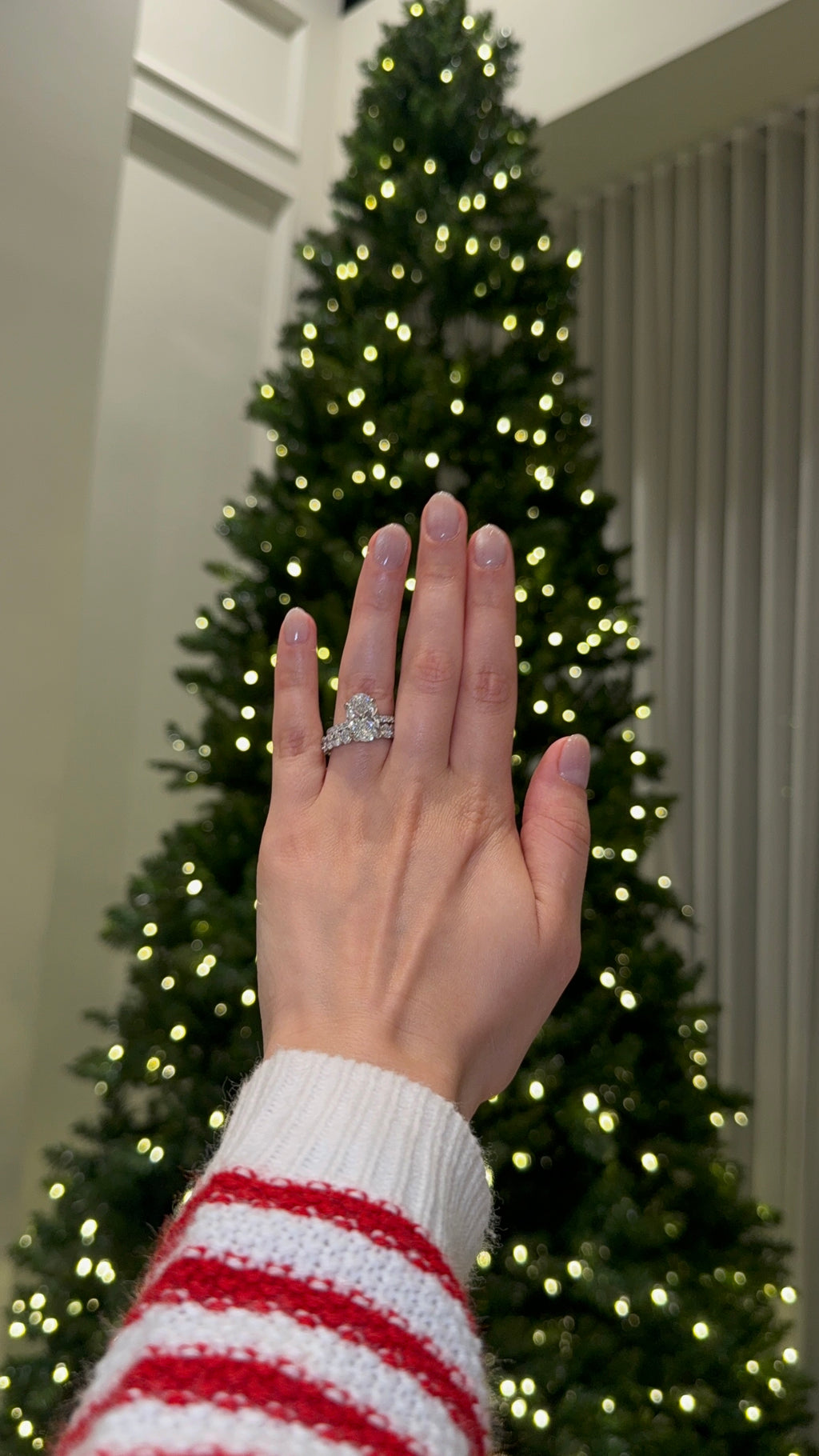 4.00CT Oval Diamond Hidden Halo Ring with Pave Shoulders & Matching Oval Diamond Band