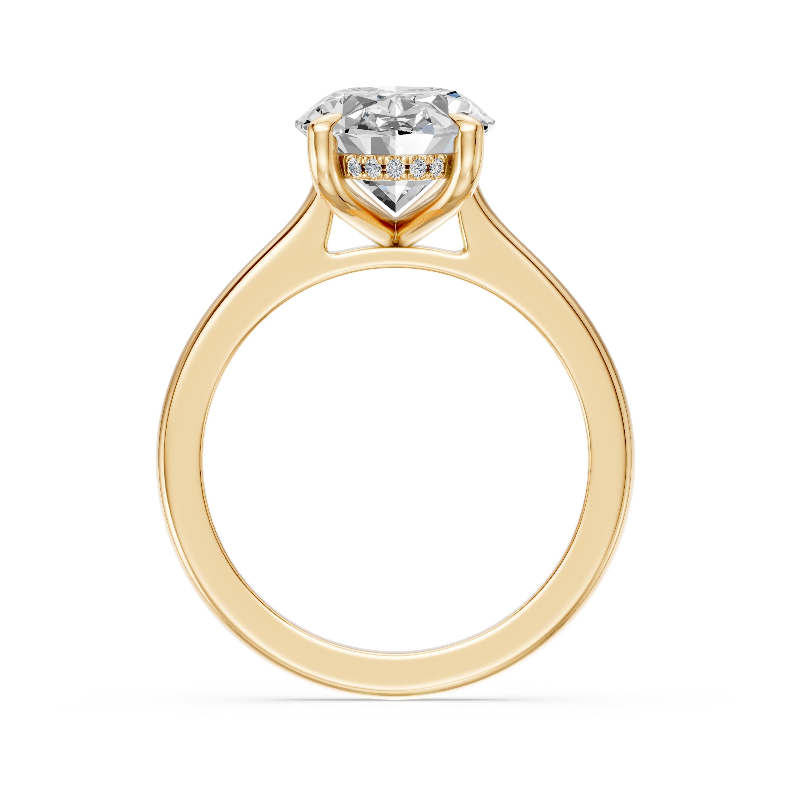 4.00CT Moval Diamond Hidden Halo Cathedral Ring