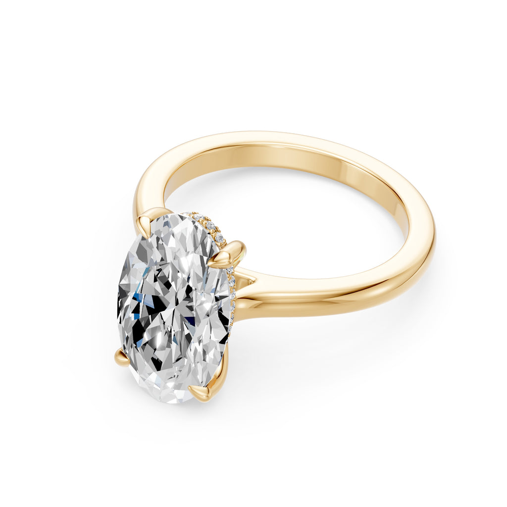 4.00CT Moval Diamond Hidden Halo Cathedral Ring