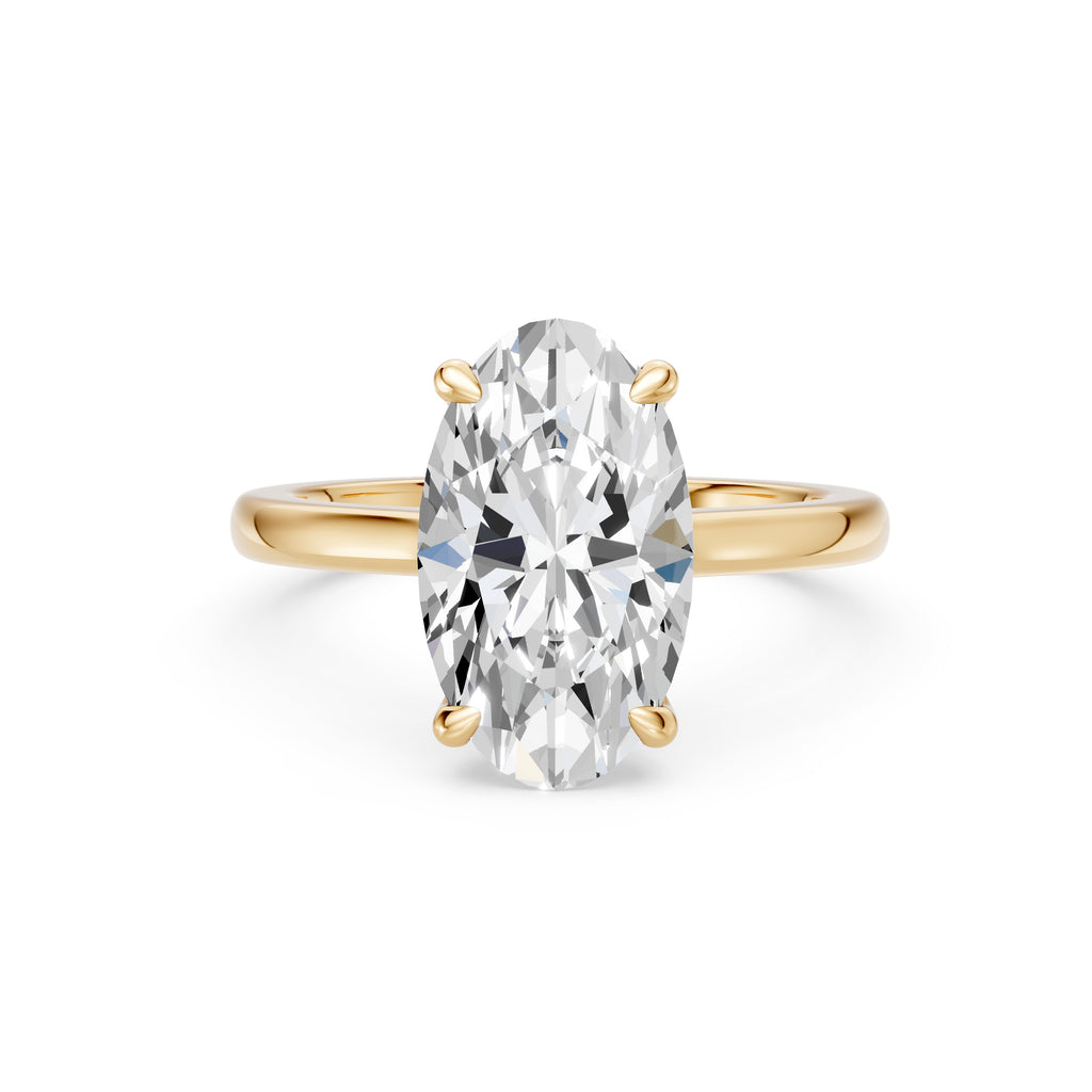 4.00CT Moval Diamond Hidden Halo Cathedral Ring