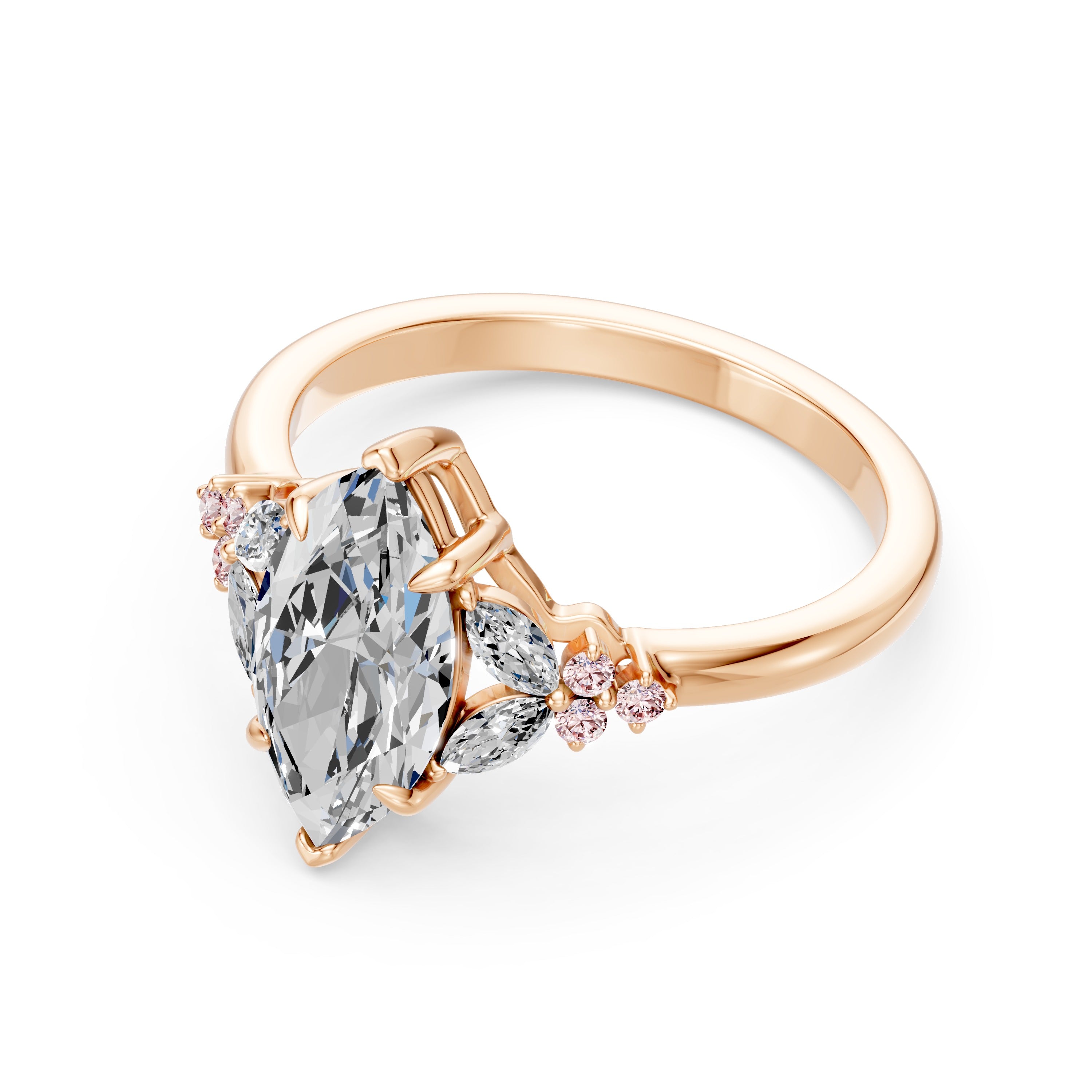 2.00CT Marquise Diamond & Pink Sapphire Ring