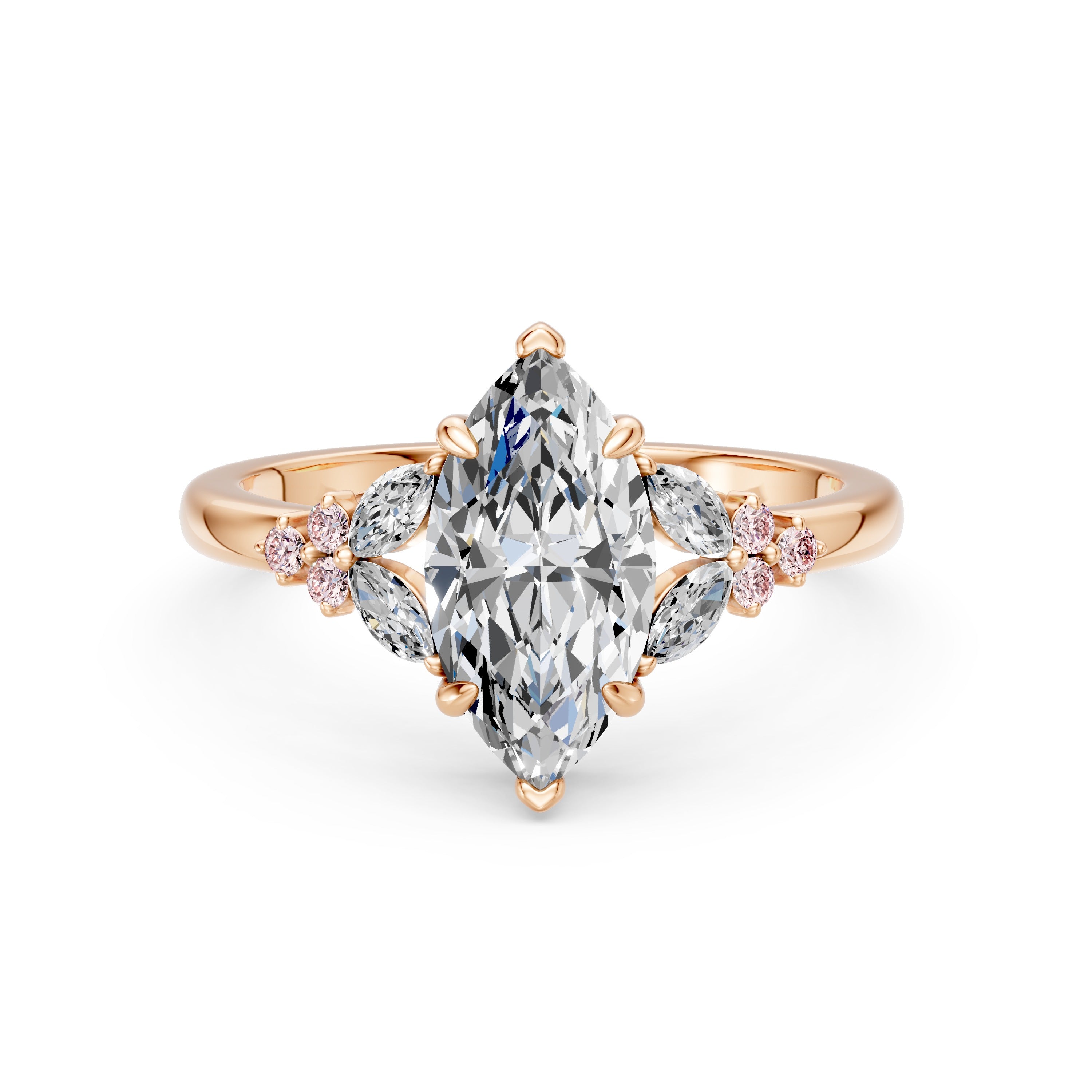 2.00CT Marquise Diamond & Pink Sapphire Ring