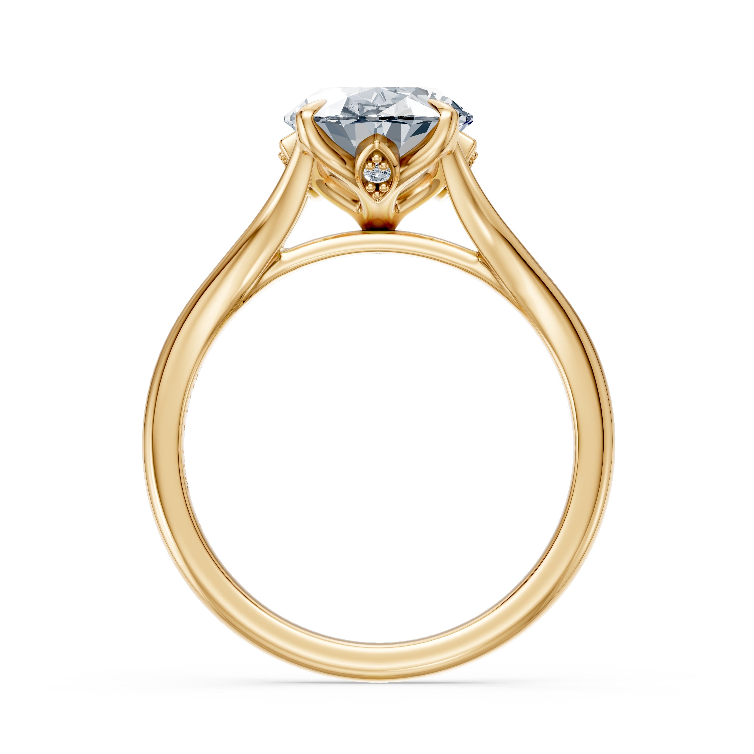 3.50CT Oval Diamond Floral Basket Split Cathedral Ring
