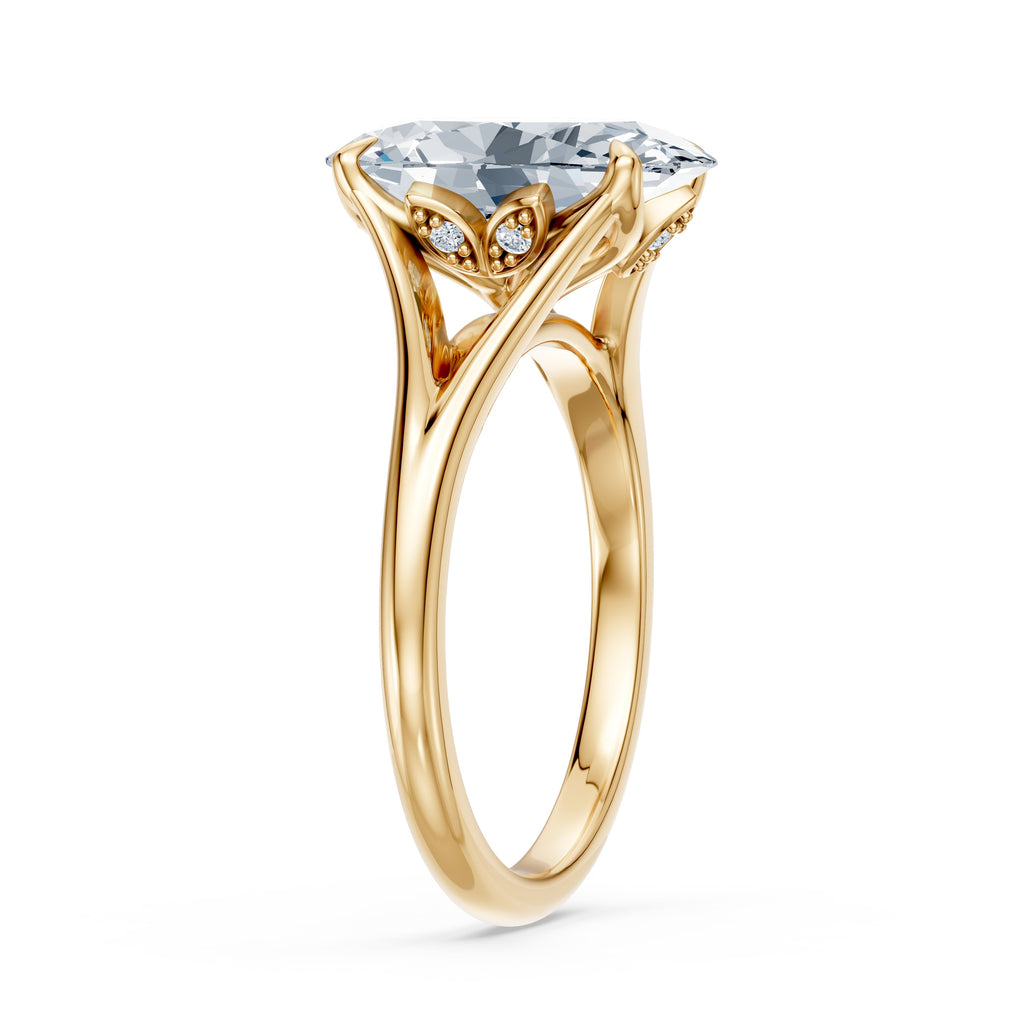3.50CT Oval Diamond Floral Basket Split Cathedral Ring