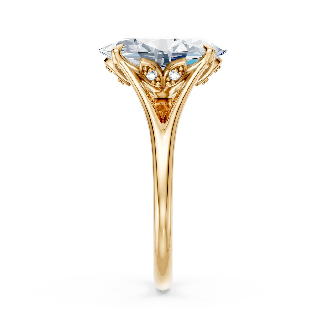 3.50CT Oval Diamond Floral Basket Split Cathedral Ring