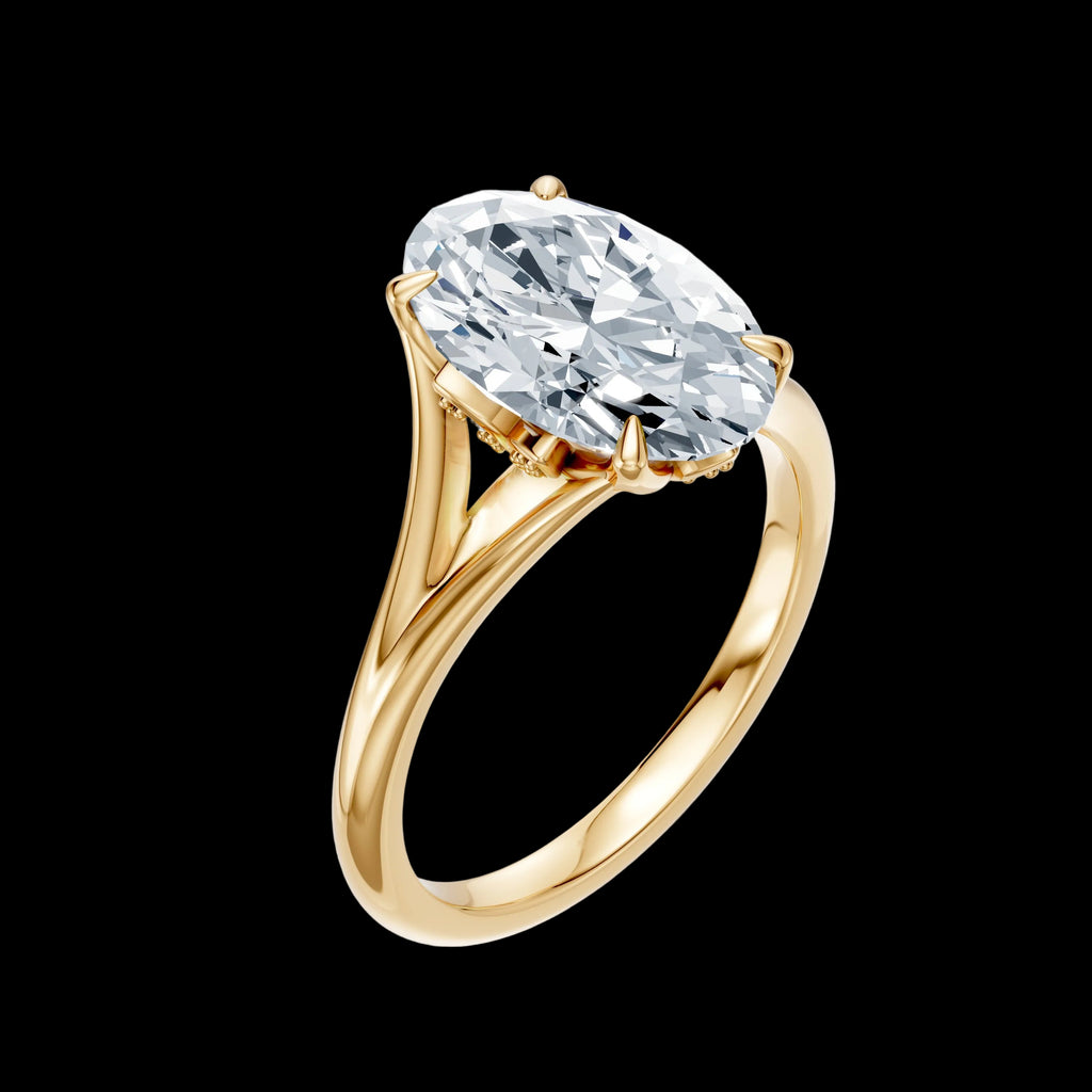 3.50CT Oval Diamond Floral Basket Split Cathedral Ring