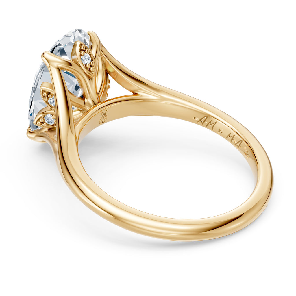 3.50CT Oval Diamond Floral Basket Split Cathedral Ring