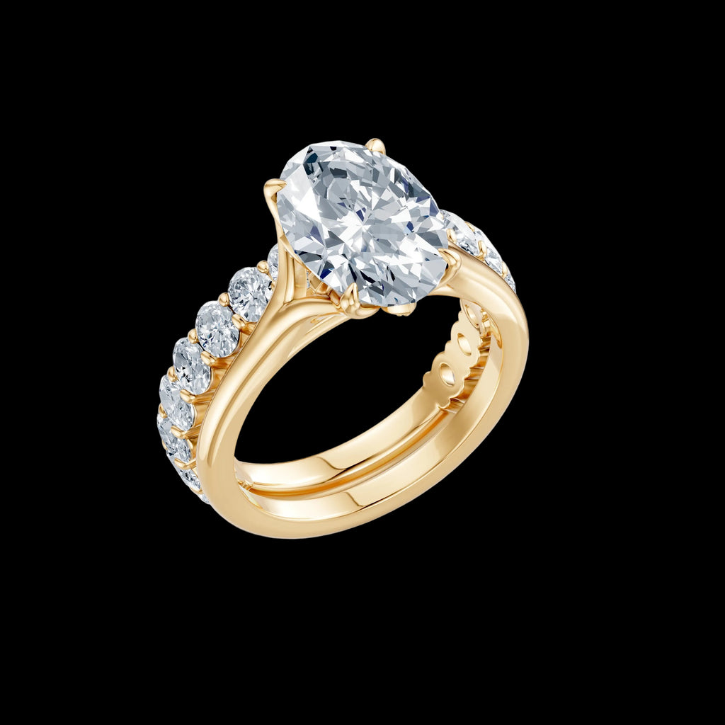 7.37 Total CT Oval Diamond Ring Set