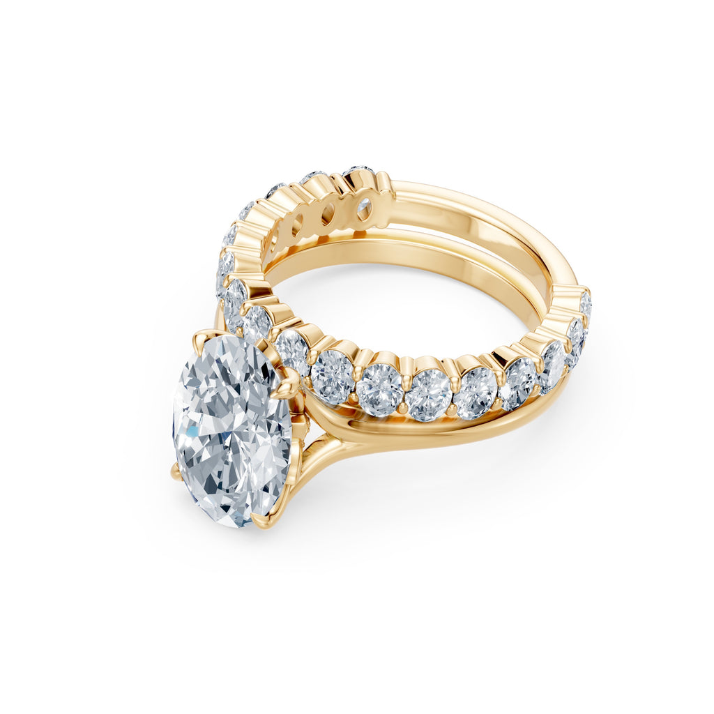 7.37 Total CT Oval Diamond Ring Set