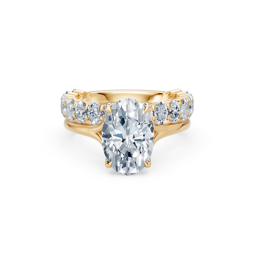 7.37 Total CT Oval Diamond Ring Set