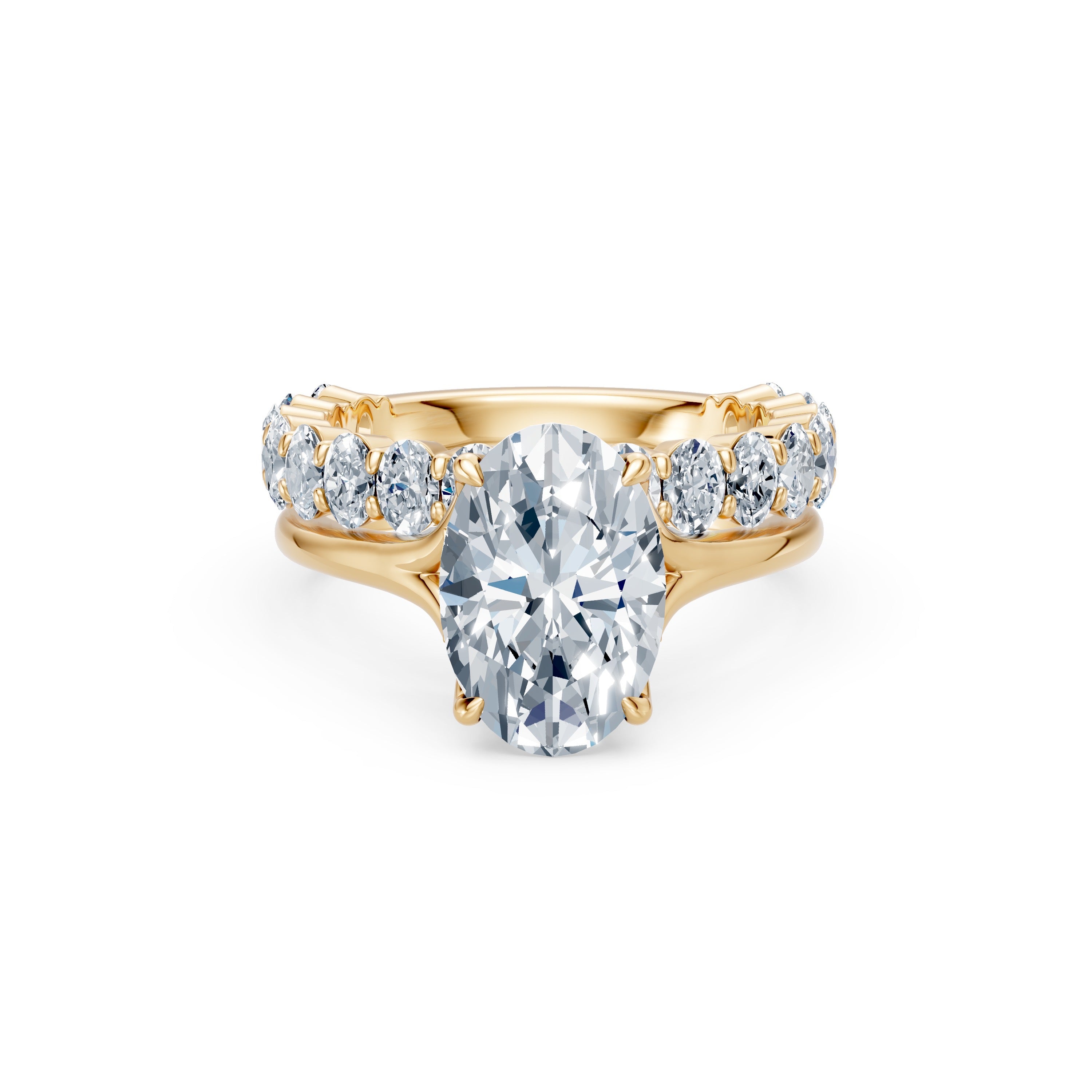 7.37 Total CT Oval Diamond Ring Set