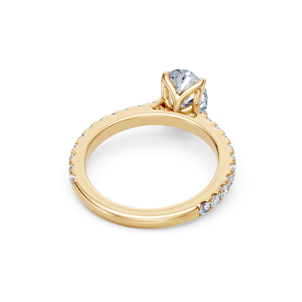 1 CT Oval Diamond Tulip Basket Pave Diamond Shoulder
