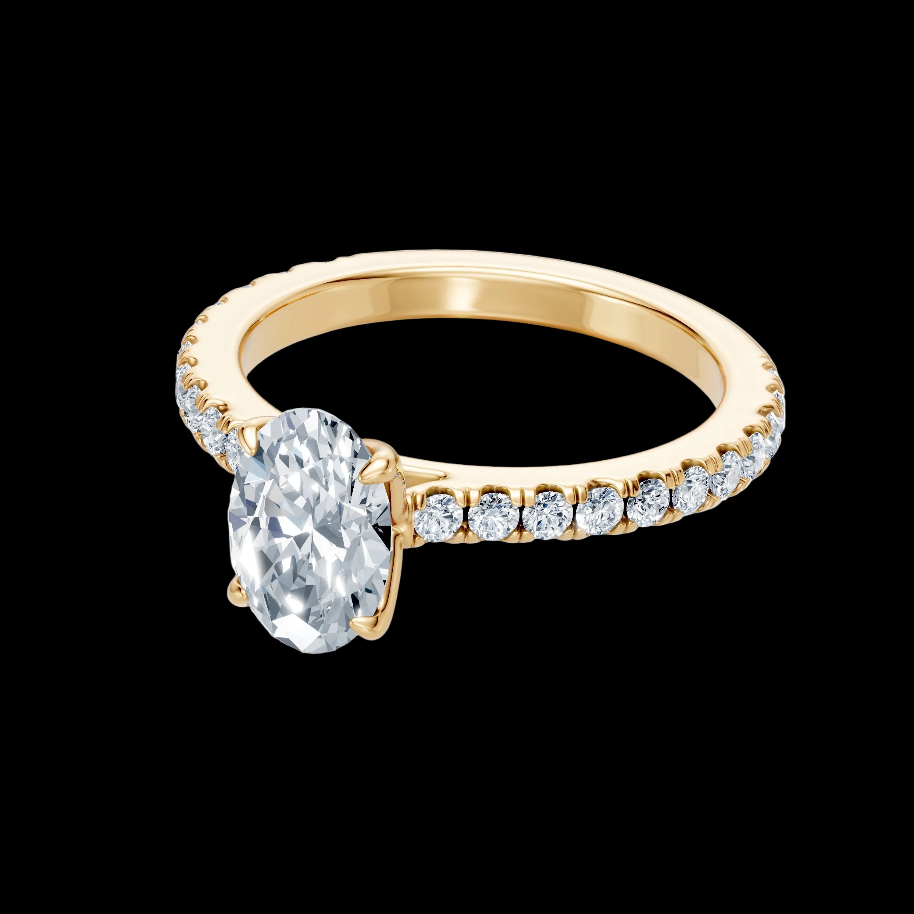 1 CT Oval Diamond Tulip Basket Pave Diamond Shoulder