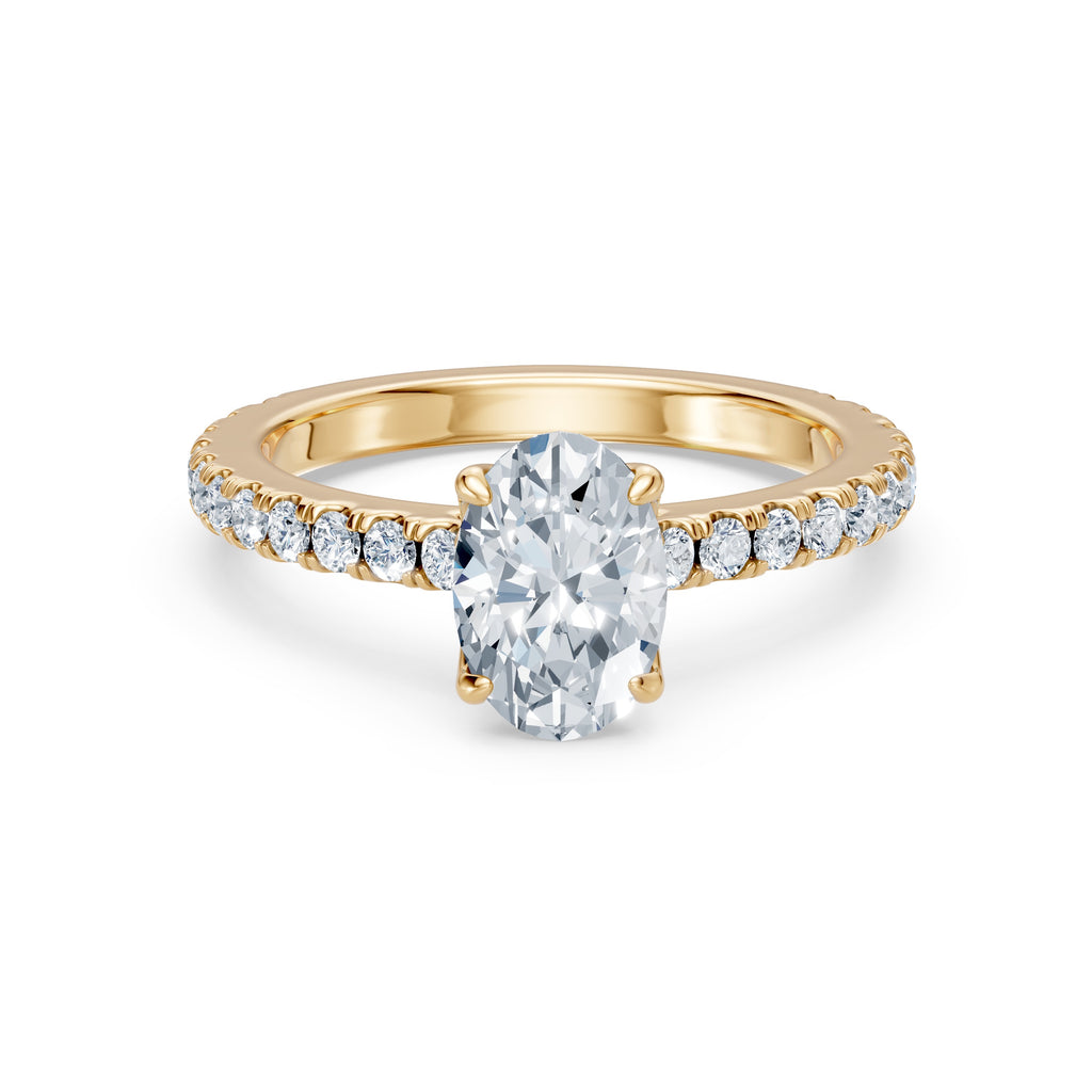 1 CT Oval Diamond Tulip Basket Pave Diamond Shoulder