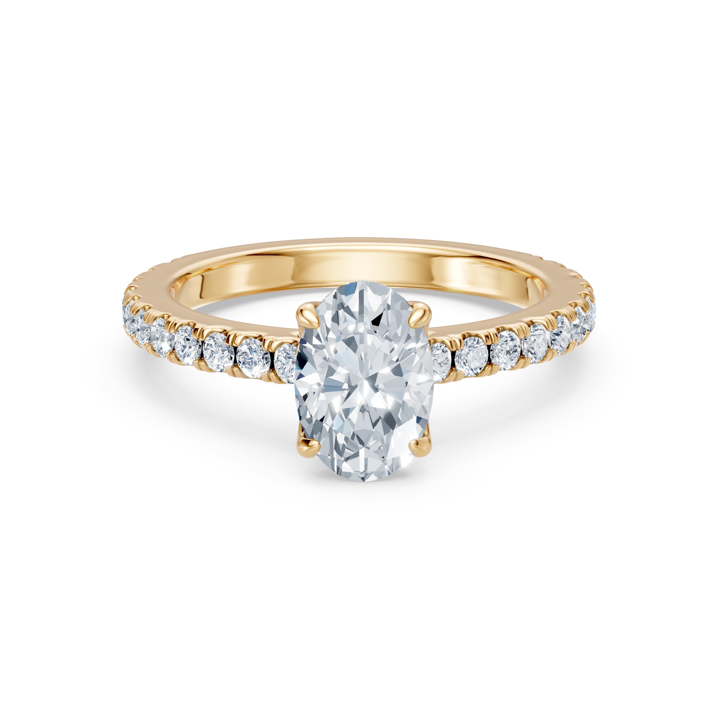 1 CT Oval Diamond Tulip Basket Pave Diamond Shoulder
