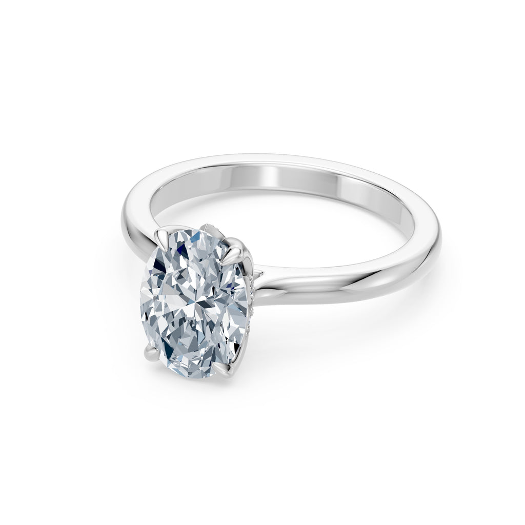 2.02 GIA Certified Oval Diamond Platinum Ring Floral Diamond Petal Basket