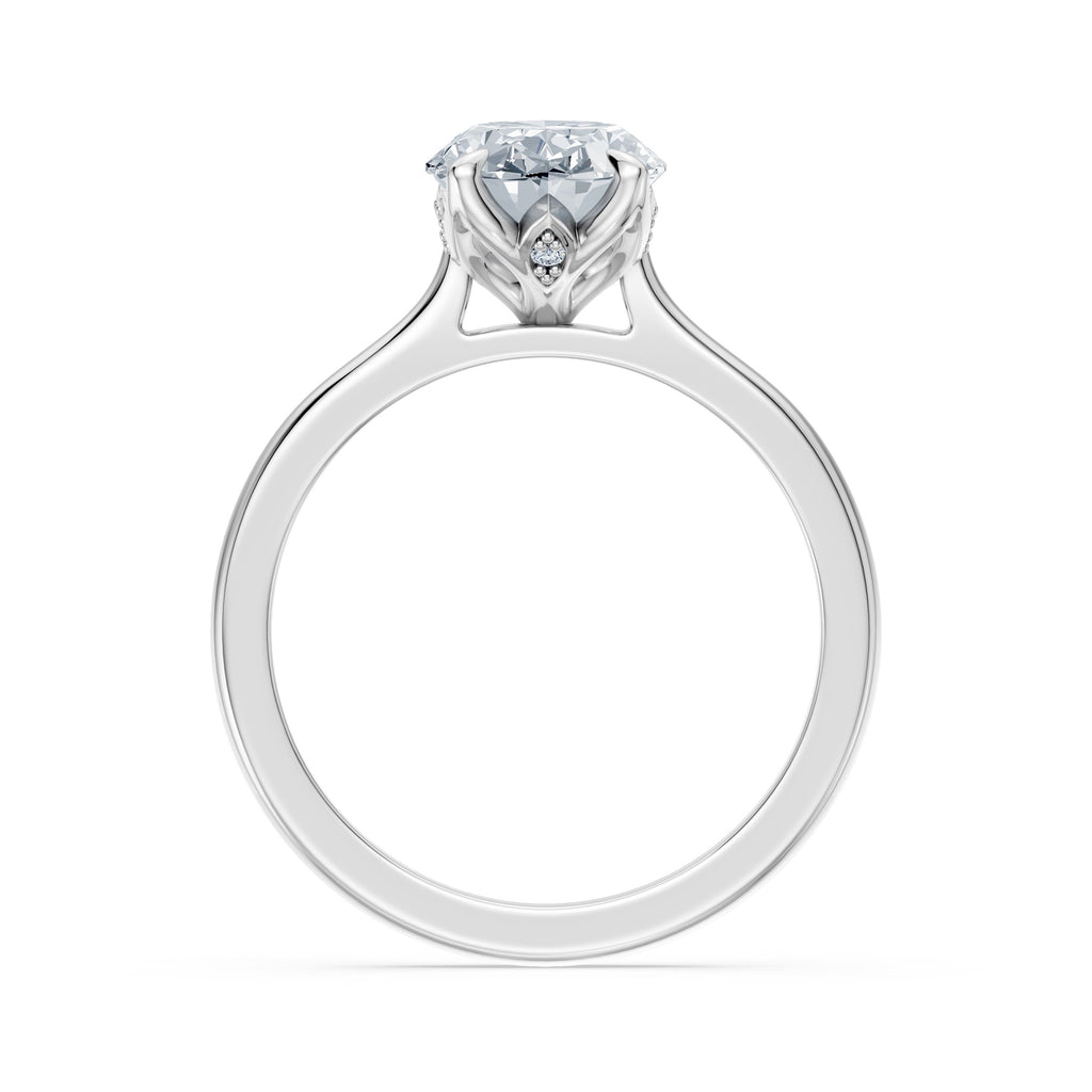 2.02 GIA Certified Oval Diamond Platinum Ring Floral Diamond Petal Basket