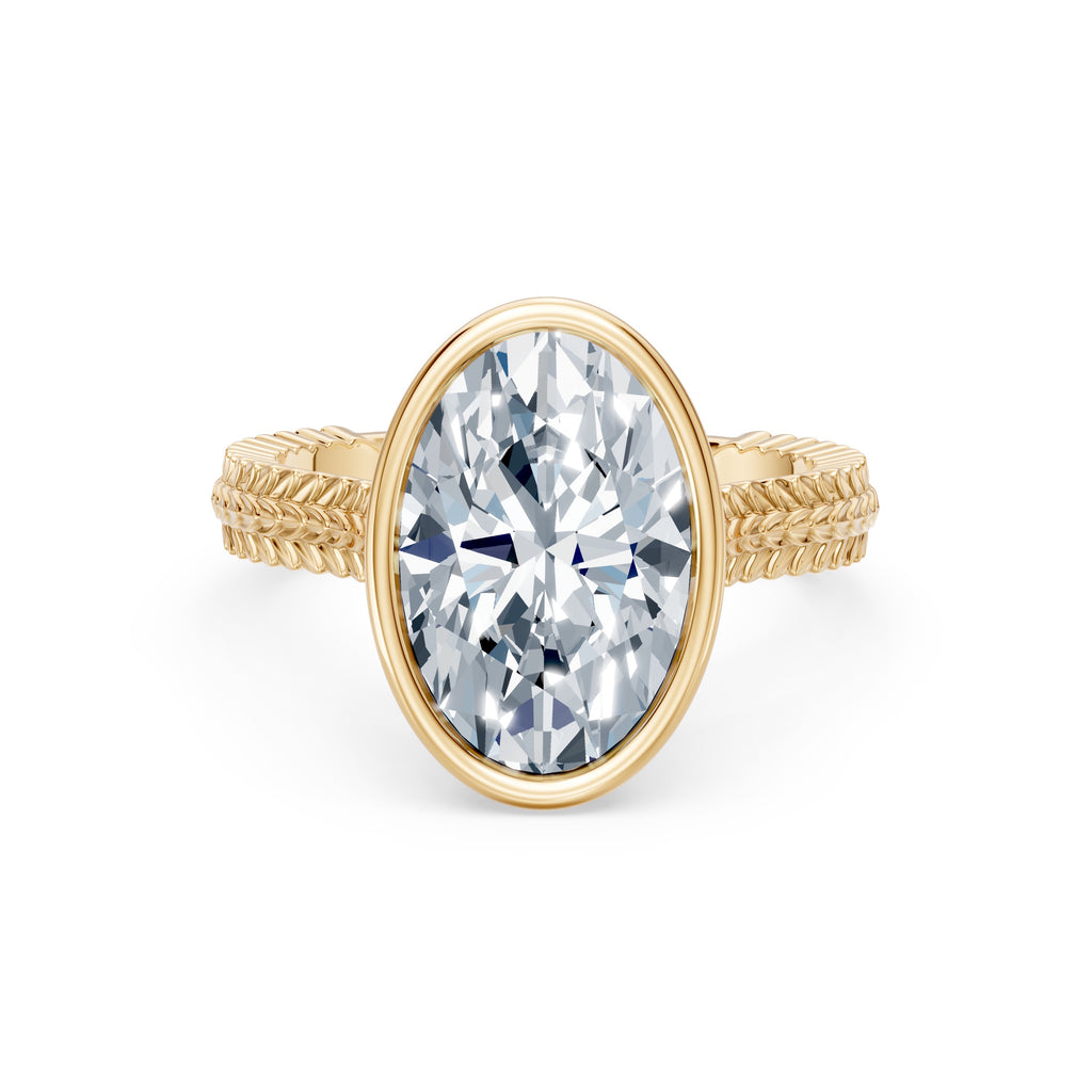 3.5 CT Oval Diamond Bezel Set_Lotus Flower Basket