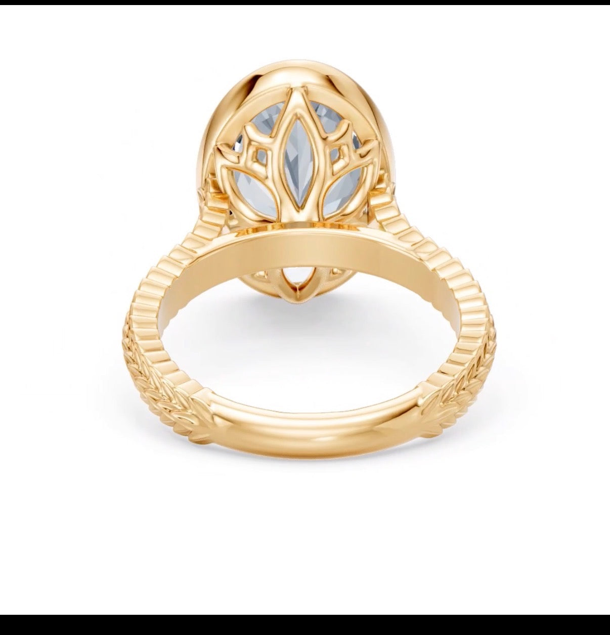 3.5 CT Oval Diamond Bezel Set_Lotus Flower Basket