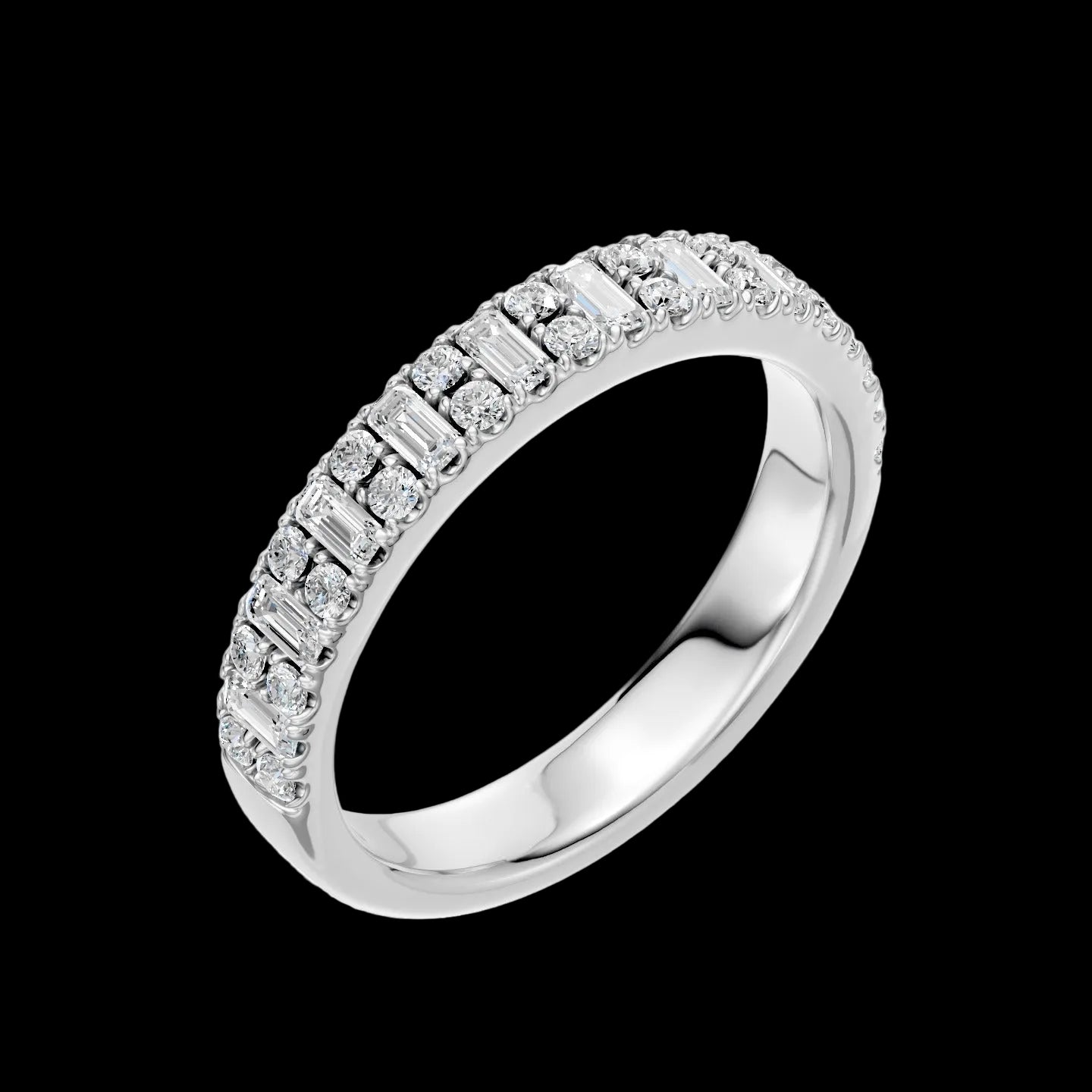 1.20TCW Radiant Cut & Round Diamond Band