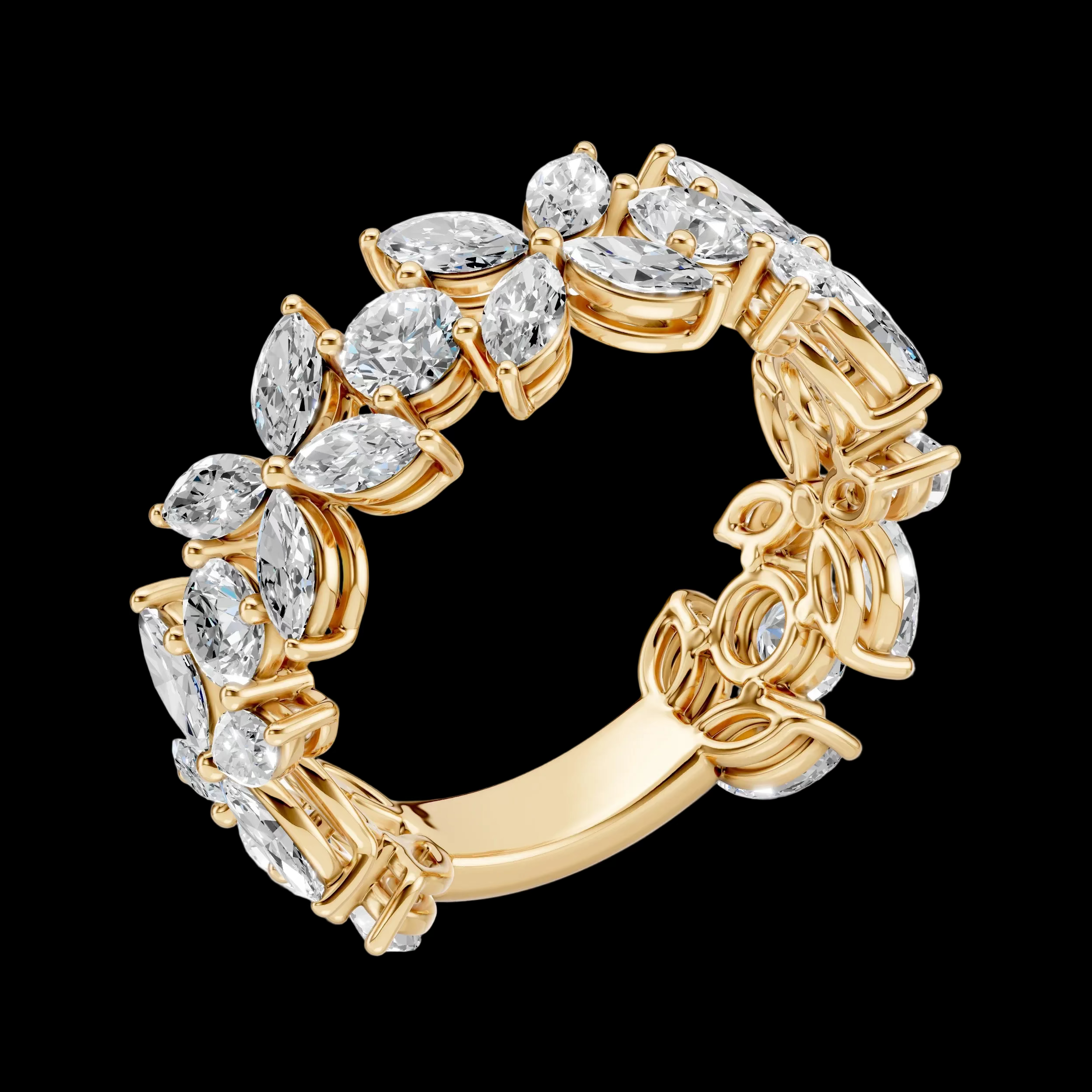 3.20TCW Marquise & Round Diamond Band