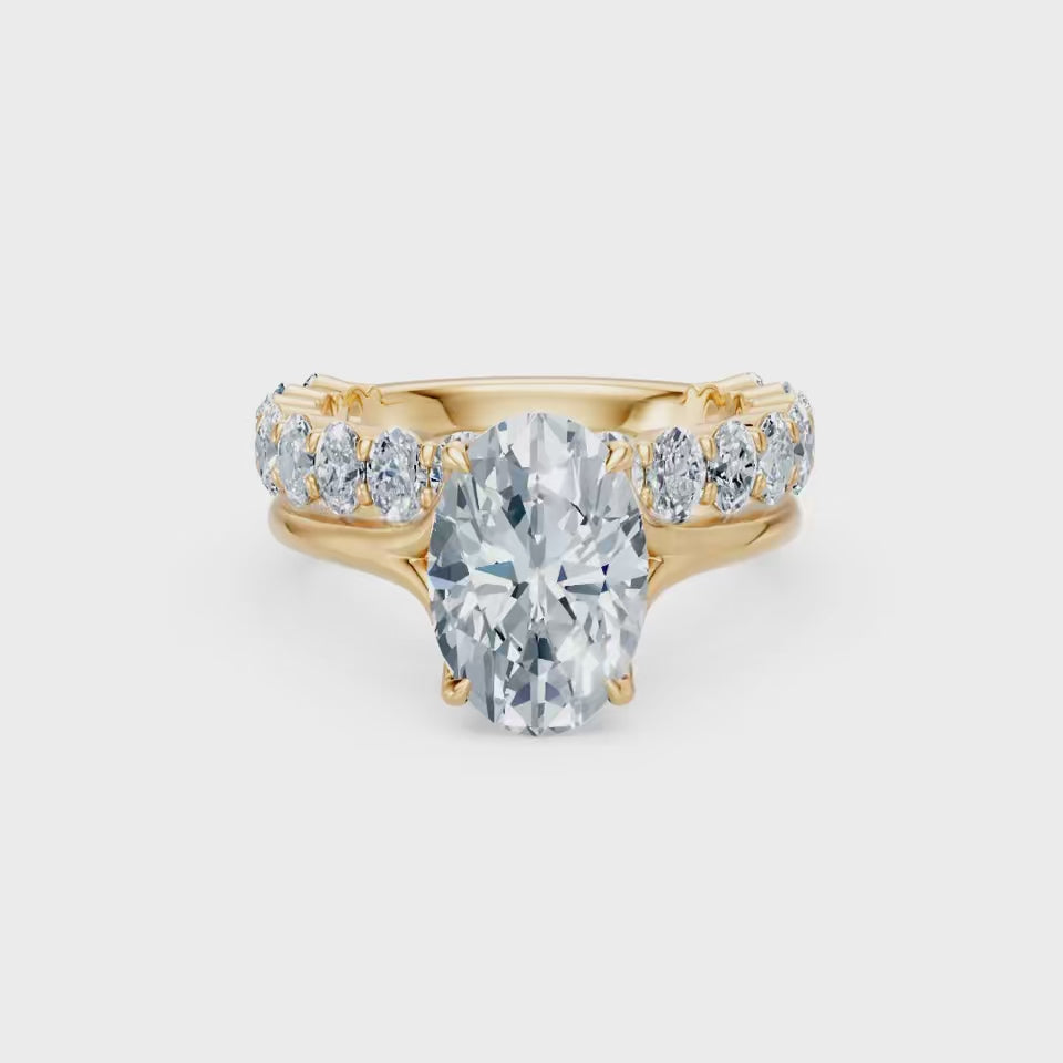7.37 Total CT Oval Diamond Ring Set