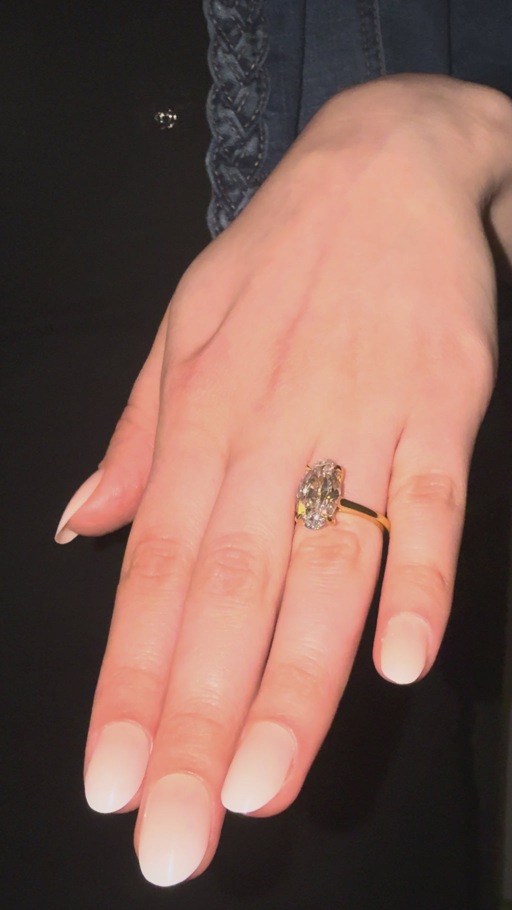4.00CT Moval Diamond Hidden Halo Cathedral Ring