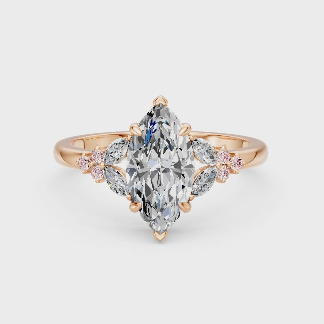 2.00CT Marquise Diamond & Pink Sapphire Ring
