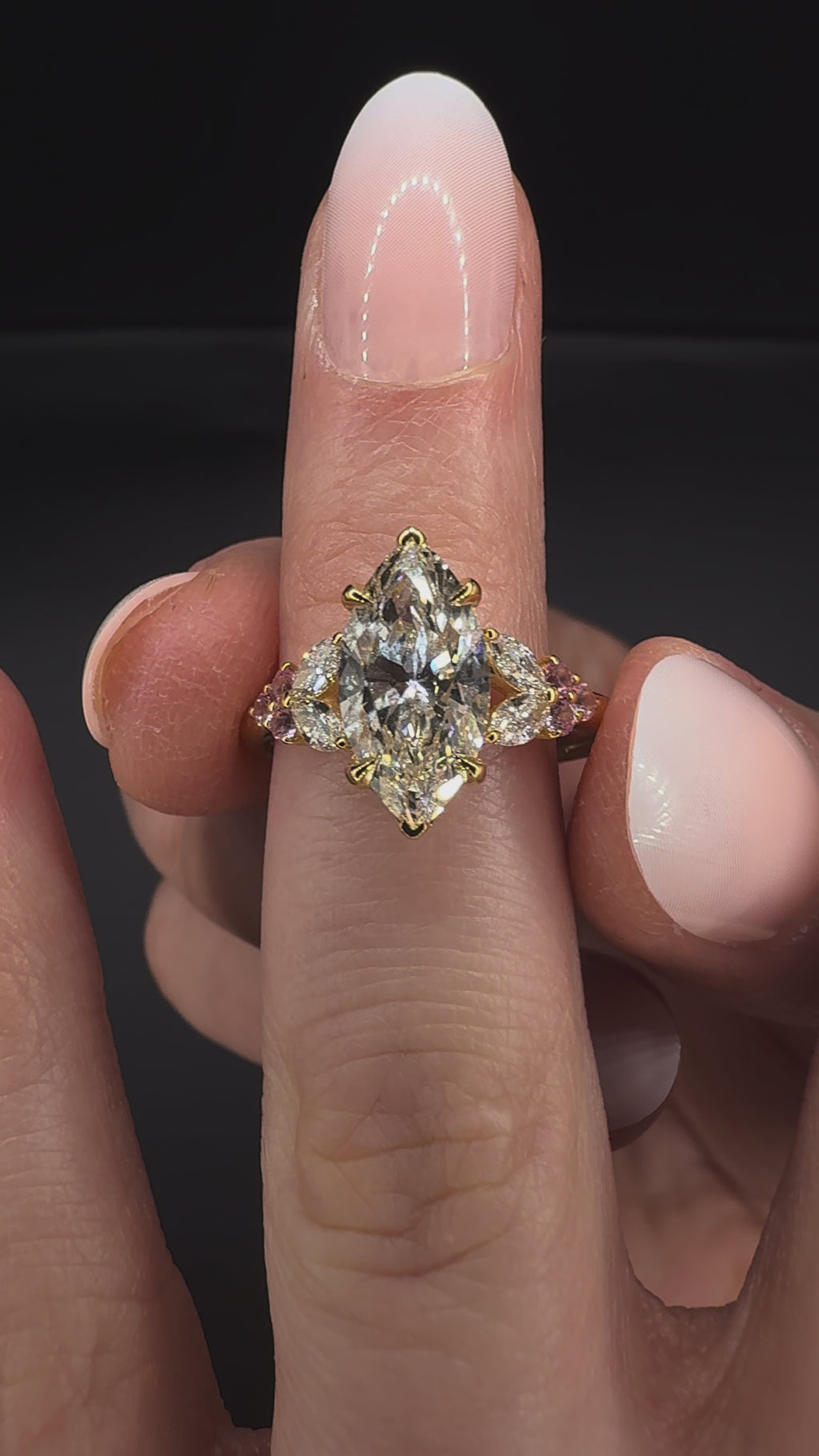 2.00CT Marquise Diamond & Pink Sapphire Ring
