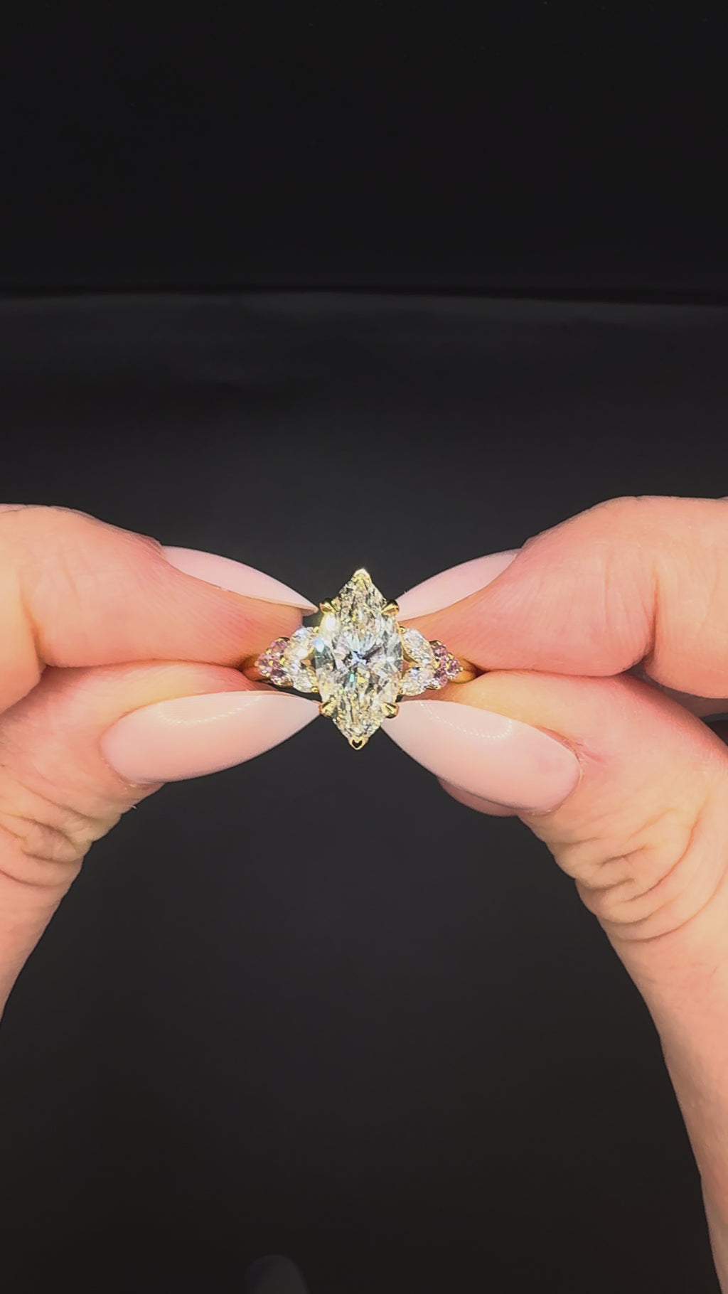 2.00CT Marquise Diamond & Pink Sapphire Ring