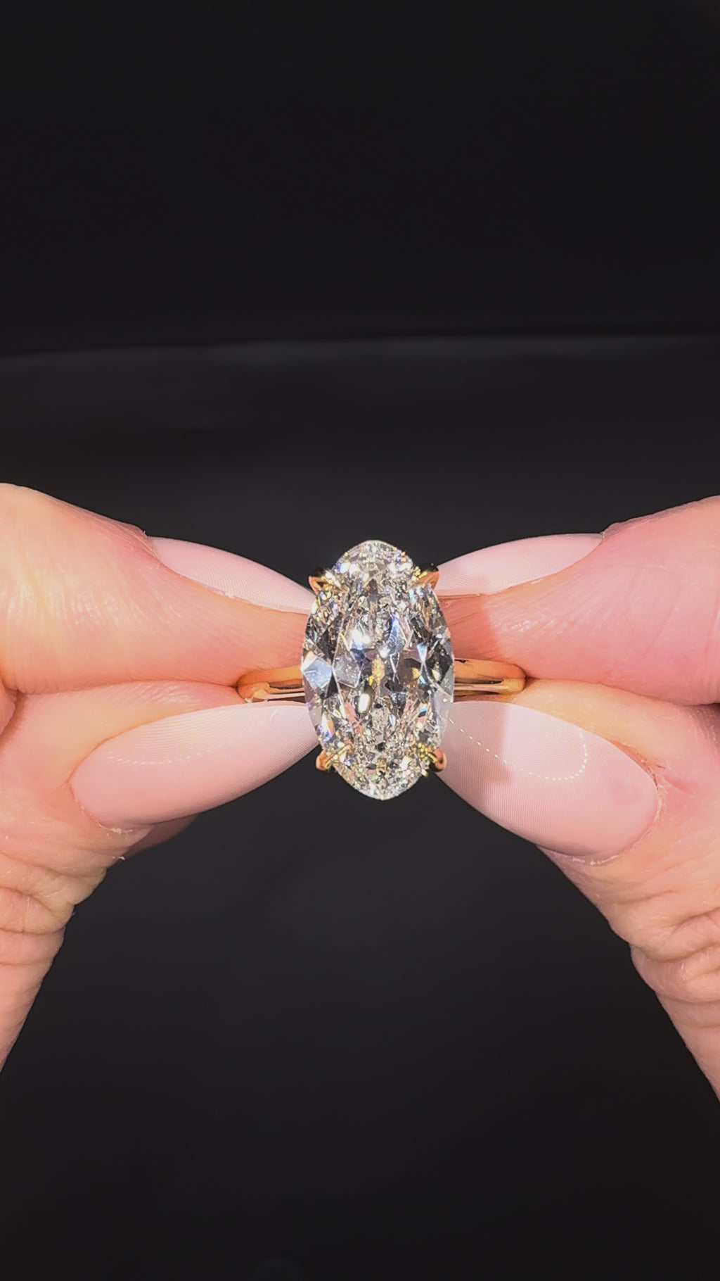 4.00CT Moval Diamond Hidden Halo Cathedral Ring