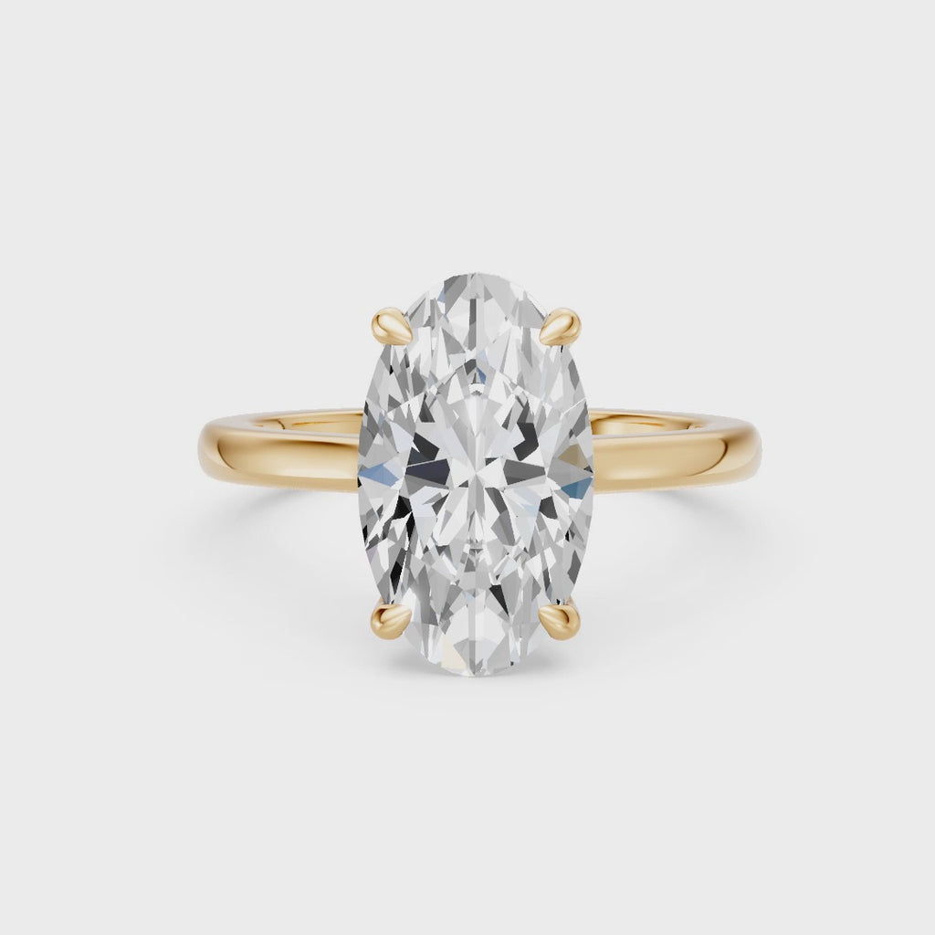 4.00CT Moval Diamond Hidden Halo Cathedral Ring